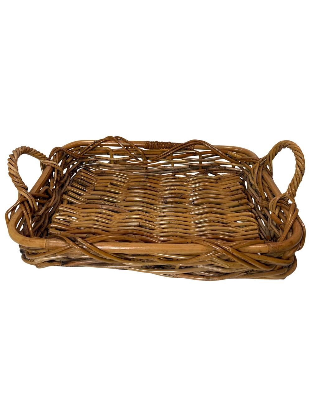 Coffee Table Basket Tray Handles 20.5” Serving Decor Rustic Farmhouse